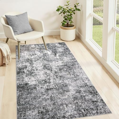 DMOYEST 3x5 Entryway Area Rug Washable Abstract Grey Small Carpet - color: Grey, size: 3' x 5' (Rectangular)