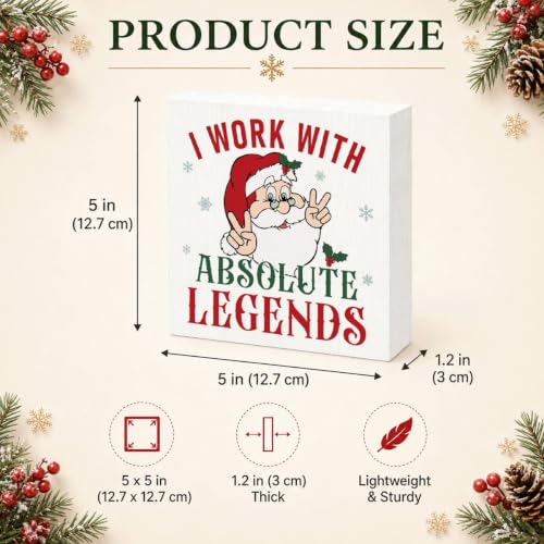 I Work With Absolute Legends Sign, Funny Christmas Wood Box Coworker Gift - color: Style 5