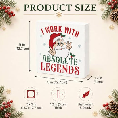 I Work With Absolute Legends Sign, Funny Christmas Wood Box Coworker Gift - color: Style 5