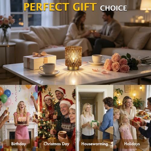 ULAROOM Battery Operated Table Lamp,Cordless Small Accent lamp, Amber - color: Amber-3AA