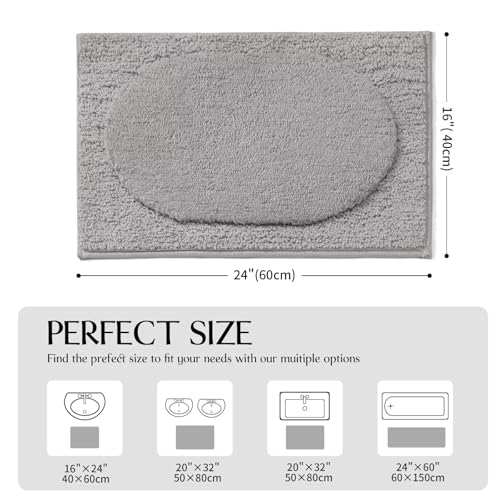DEXDE Bathroom Rugs Non-Slip Mat for Bathroom Floor Shower,24x16 Gray