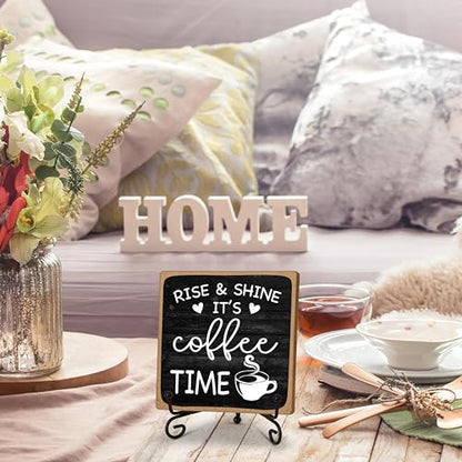 Farmhouse Coffee Bar Sign, Rise & Shine It's Coffee Time - color: Farmhouse Coffee