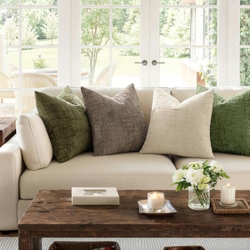 MIULEE Chenille Textured Throw Pillow Covers Taupe Grey 16x16 Set of 2 - color: Taupe Grey, size: 16" x 16" (Pack of 2)