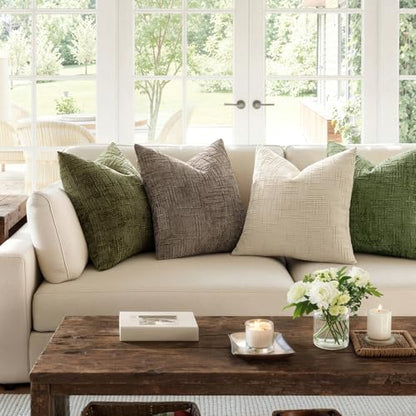 MIULEE Chenille Textured Throw Pillow Covers Taupe Grey 16x16 Set of 2 - color: Taupe Grey, size: 16" x 16" (Pack of 2)