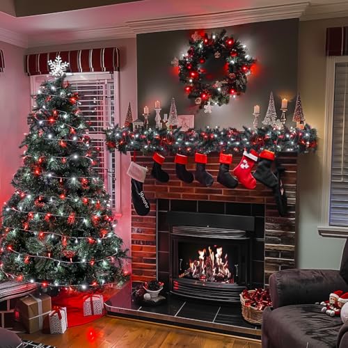 JMEXSUSS Connectable 100 LED Red and White Christmas Lights with 8 Modes - color: Red White, size: 100 LED