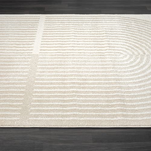 Abani Nuevo Collection Area Rug - Modern Arch Beige/Cream Pattern -5'3" x 7'6" - Easy to Clean - Durable for Kids & Pets - Non-Shedding - Medium Pile - Soft Feel - for Living Room, Bedroom & Office - size: 5'3" x 7'6"