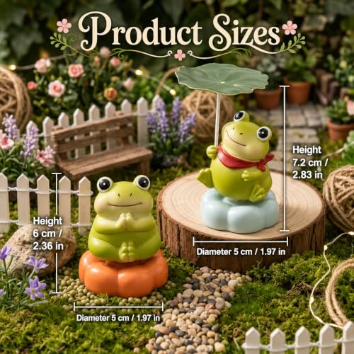 2Pcs Rotating Ceramic Frog Decor for Desk Room Miniature Garden Car, Gifts