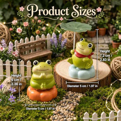 2Pcs Rotating Ceramic Frog Decor for Desk Room Miniature Garden Car, Gifts