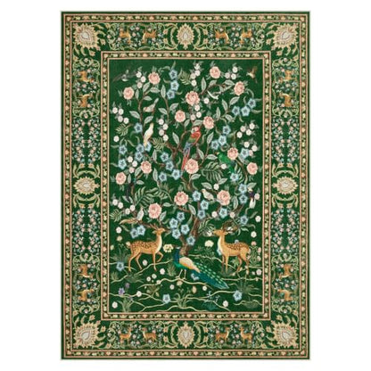 Joydeco Washable 6x9 Area Rugs for Bedroom, Green Boho Peacock Rug Carpet - color: Dark Green, size: 6' x 9' (Rectangular)