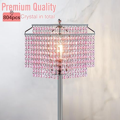 Luvkczc Pink Crystal Floor Lamp, 64" Tall Standing Lamps - color: Pink