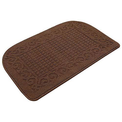 COSY HOMEER 32x20 Half Round Kitchen Rug,Non Slip Washable Mat,Brown 1PC - color: Brown, size: 1'8" x 2'8" (Semicircular)