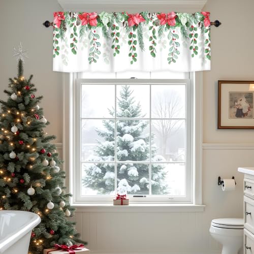 Christmas Tree Kitchen Valance for Windows, 1 Panel Rod Pocket 54x18 in - color: Christmas Tree, size: 54"W x 18"L (Pack of 1)