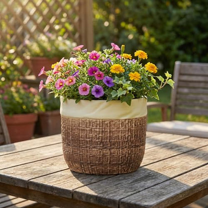 Ceramic Pots for Plants, 8 Inch Plant Pot, Round Planters, Brown - color: Brown, size: 8 Inch