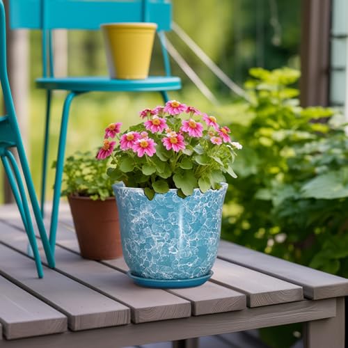 Ceramic Pots for Plants, 5.6 Inch Plant Pot with Drainage, Blue - color: Gemstone Blue, size: 6 Inch