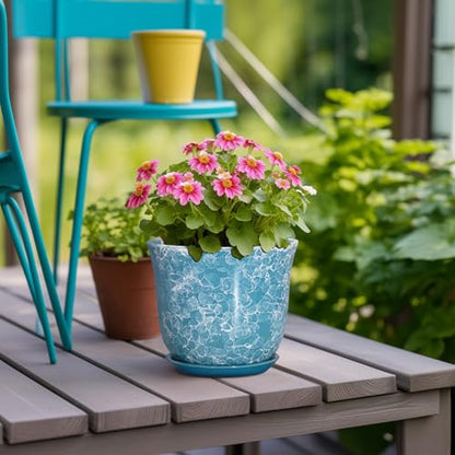 Ceramic Pots for Plants, 5.6 Inch Plant Pot with Drainage, Blue - color: Gemstone Blue, size: 6 Inch