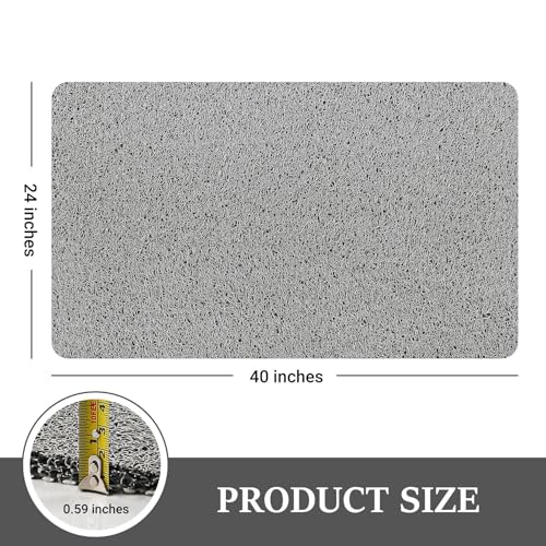 LuxStep Shower Mat Bathtub Mat,Non-Slip Bath Mat with Drain, Quick Drying - color: Stylish Grey, size: 40" x 24"