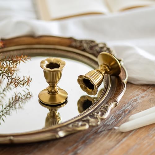 Romadedi Gold Candlestick Candle Holders, Brass Color, Pack of 2 - size: 2 PCS