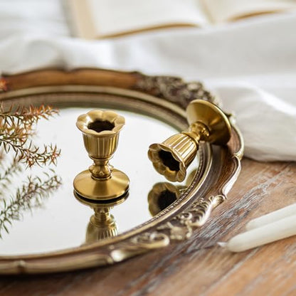Romadedi Gold Candlestick Candle Holders, Brass Color, Pack of 2 - size: 2 PCS