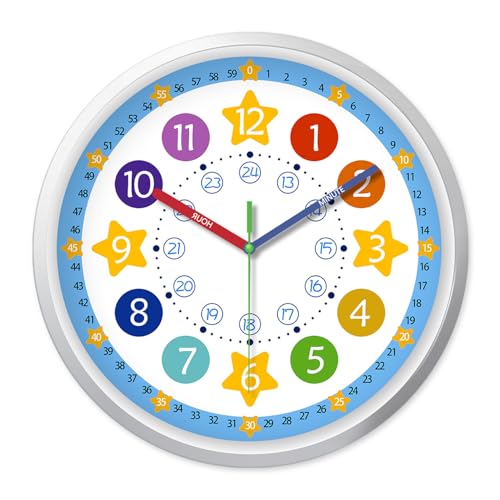 XFM Blue Kids Wall Clock 8 Inch Silent Space Theme - color: Colorful3, size: 8 Inch-1pcs