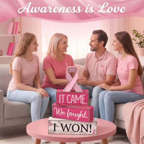 Lineshading 4 Pcs Breast Cancer Awareness Decor Pink Ribbon Table Decor - style: Breast Cancer