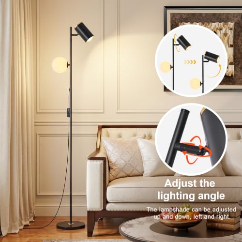 Modern Reading Floor Lamp with 3-Color Dimmable LED, 63" Tall - color: Black