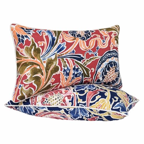 JMGBird Red Outdoor Pillows Covers Outdoor Throw Pillowcases - color: 2 Large Flowers, size: 20" x 12" (Pack of 2)