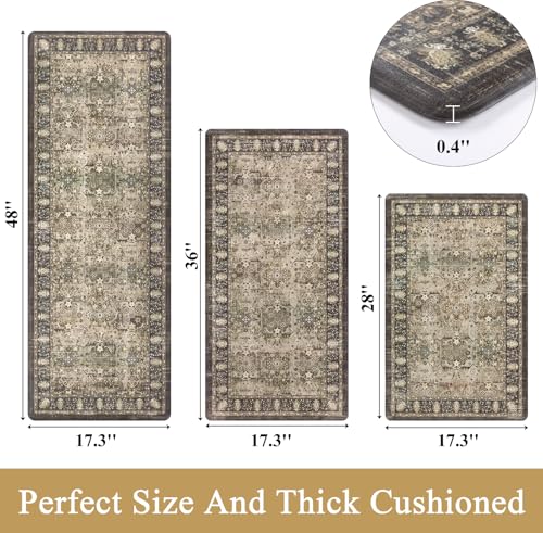 Pauwer Anti Fatigue Kitchen Floor Mats Set of 3, Cushioned Rug, Multi Brown - color: Multi Brown