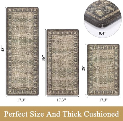 Pauwer Anti Fatigue Kitchen Floor Mats Set of 3, Cushioned Rug, Multi Brown - color: Multi Brown