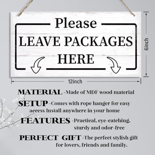 Please Leave Packages Here Sign, Decorative Hanging Wall Plaque Wood Sign, Delivery Signs for Packages Indoor Outdoor Home Use, Package Delivery Decor for Home Front Door, Business - color: Porch 04