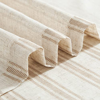 jinchan Linen Striped Tier Curtains for Kitchen Windows Farmhouse - color: Striped Tan | on Beige, size: 26"W x 24"L (Pack of 2)