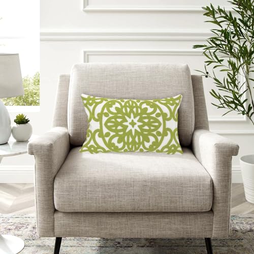 Alysheer Boho Embroidered Lumbar Throw Pillow Cover 12"x 20",1pc Chartreuse - color: Chartreuse Green, size: 20" x 12" (Pack of 1)