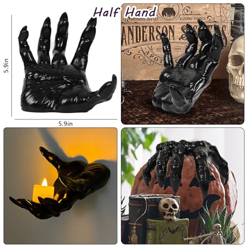 Halloween Decorations Indoor Outdoor 3 Pack Wall Mount Creepy Hands&Candles - size: set 2