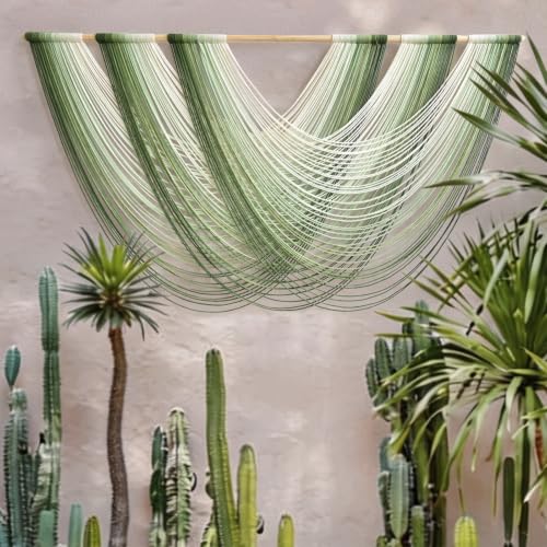 Macrame Wall Hanging Large Dip Dyed Boho Green Wall Art Decor 57"W*31"L - color: Green1