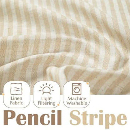 jinchan Linen Boxter Stripe Valances for Window 50 x 16 inch,Beige,1 Panel - color: Boxter Stripe | Beige on Linen, size: 50"W x 16"L (Pack of 1)