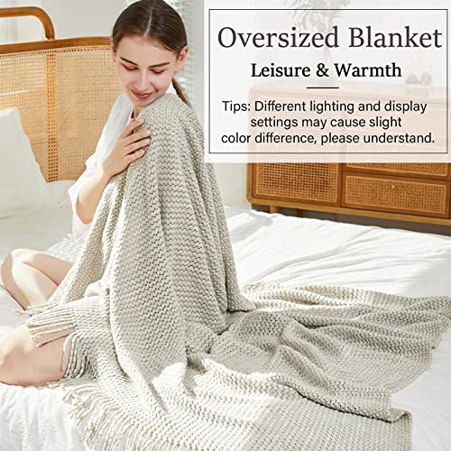 Blagic Wheat Textured Knit Throw Blanket for Couch,Grey and White,50"x60" - color: F-grey & White, size: 50 × 60 in