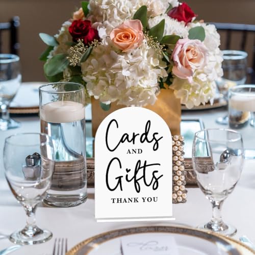 Acrylic Wedding Sign Cards and Gifts Sign for Wedding Wedding Signs for Ceremony Modern Calligraphy Arch Acrylic Table Top Sign for Wedding Reception and Event Party Table(white） - color: Cards and Gifts