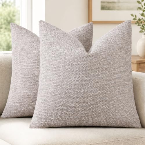 decorUhome Textured Woven Throw Pillow Covers 22x22 Set of 2 Light Beige - color: Light Beige, size: 22" x 22" (Pack of 2)