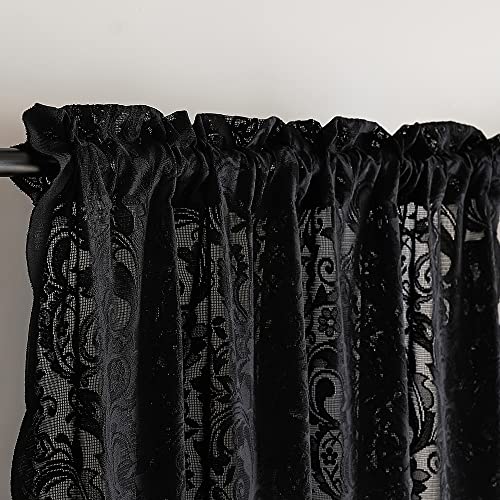 ALIGOGO Black Lace Curtains for Bedroom, Gothic Style, 52W x 63L Inch - color: Black, size: 52"W x 63"L (Pack of 2)