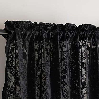 ALIGOGO Black Lace Curtains for Bedroom, Gothic Style, 52W x 63L Inch - color: Black, size: 52"W x 63"L (Pack of 2)