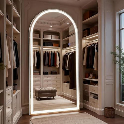 VooBang 71"x32" Large LED Arched Mirror Full Length with Dimmable Lights - color: White, size: 71"L x 32"W
