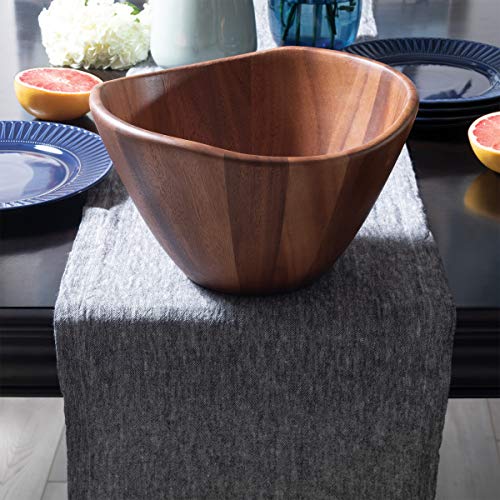 Lipper International Acacia Wave Serving Bowl for Fruits or Salads, Large, 12" Diameter x 7" Height, Single Bowl - size: 12 inches (D) x 7 inches (H)