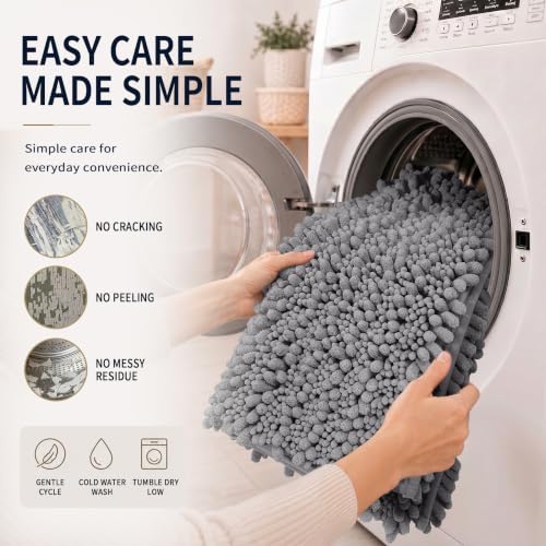 Yimobra Bathroom Rug Set 3 Piece, Super Water Absorbent Bath Mat Set, Grey - color: Grey, size: 24"x17" + 24"x20" + 30"x20"