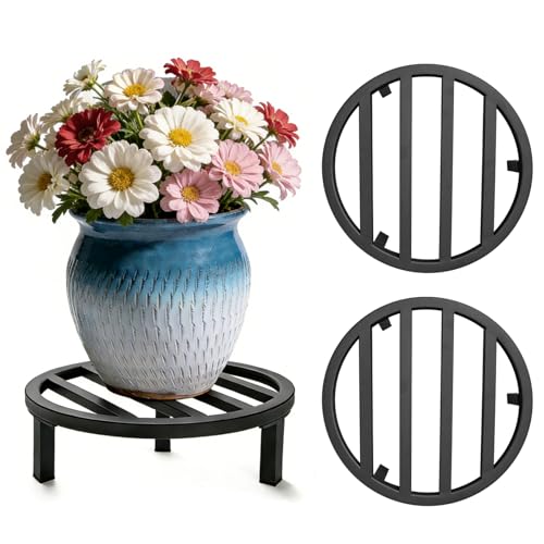 Large Plant Stand,3 Pack 12 Inch Metal Pot Risers,Black - color: 11.81"-Black