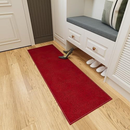 Ottomanson Door Mat Indoor Entryway Runner Rug – Non-Slip Durable Low-Pile Runner with Stain-Resistant Surface, 20" x 59", Red - color: Red
