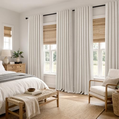MIULEE 100% Blackout Linen Curtains for Bedroom 42 x 90 Inch Birch 2 Panels - color: Birch, size: 42"W x 90"L (Pack of 2)