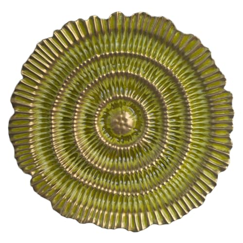 Metal Wall Sculpture, 10'' Round Textured Radiant Sunburst Wall Decor - color: 053C-Yellow
