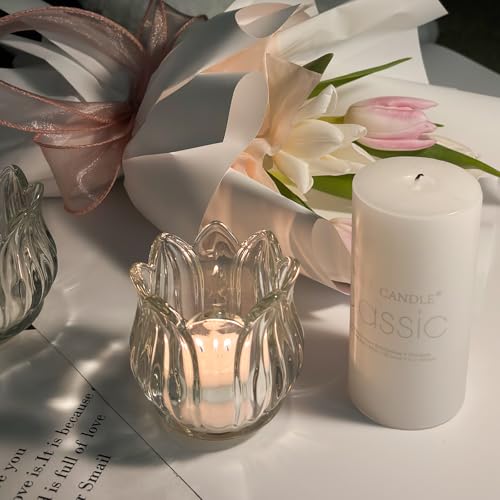 Tulip Votive Candle Holders Set of 12, Glass, Clear - color: Clear - Set of 12