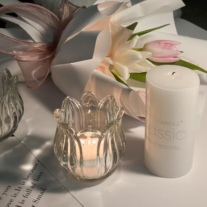 Tulip Votive Candle Holders Set of 12, Glass, Clear - color: Clear - Set of 12