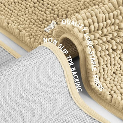 Amyracel Bathroom Rugs Mat 24x48, Thick Soft Quick Dry Absorbent - color: Beige/ Warm‑tan Tone, size: 24" x 48"