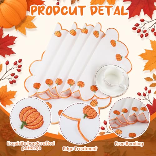 Qinyoung 6 Pcs Fall Pumpkin Placemats Orange Table Placemats, 13.8 inch - size: 13.8 Inches, style: Pumpkin